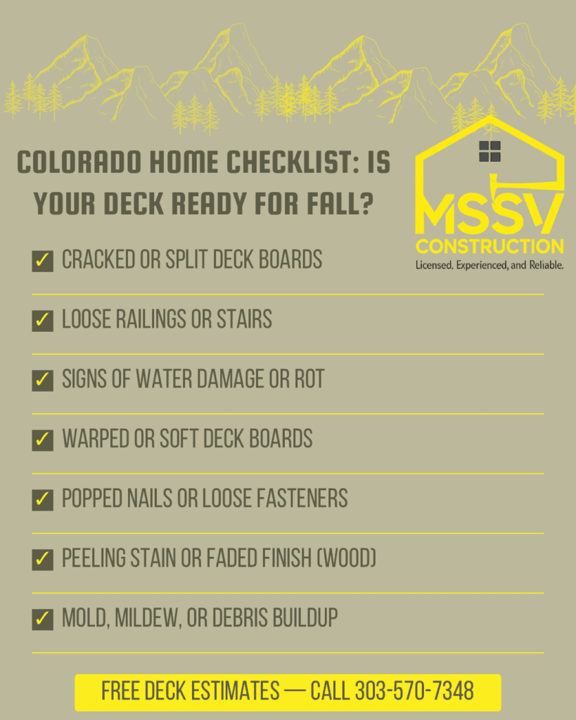 Colorado deck inspection checklist for identifying damage before the fall season