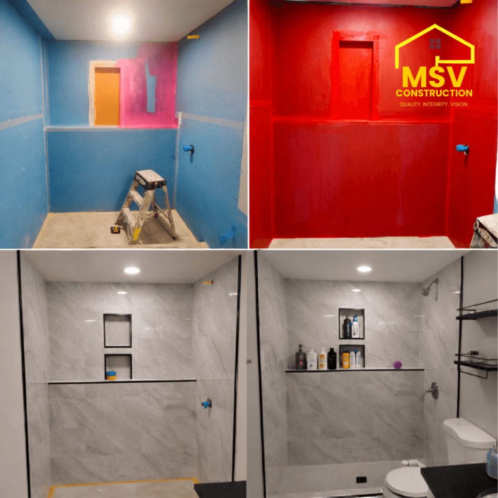 Bathroom Renovation from construction stage to modern walk in shower