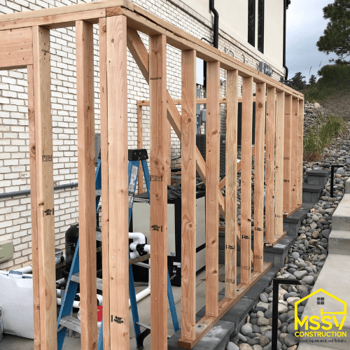 Custom wood framing construction for an outdoor HVAC equipment enclosure by MSSV Construction